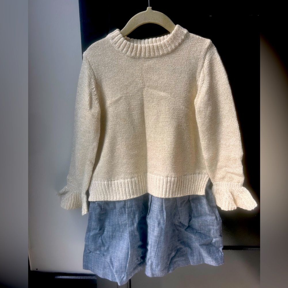 Crewcuts sweater dress with denim skirt size 4